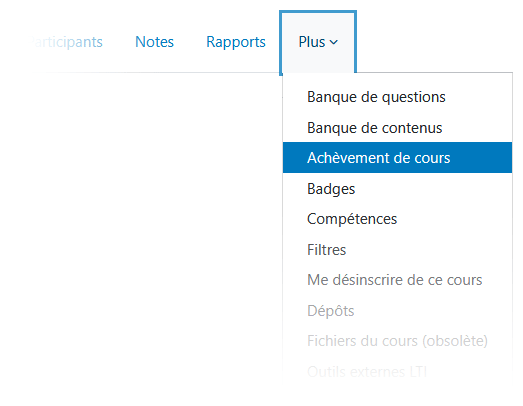 Achèvement de cours