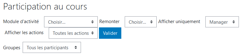 Rapport de participation au cours