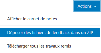 Dépose des fichiers de feedback dans un ZIP