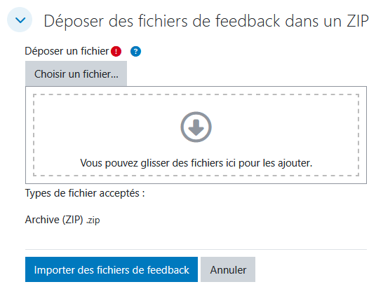 Déposer des fichiers de feedback dans un ZIP