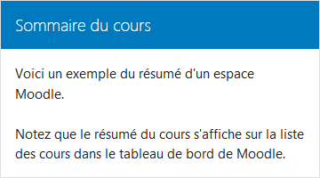 bloc Sommaire du cours