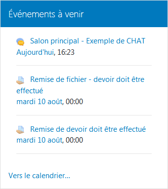 bloc Événements à venir