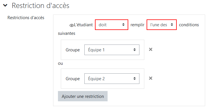 Restriction d'accès par groupe