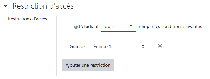 Restriction d'accès par groupe