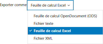 Exporter comme feuille de calcul Excel