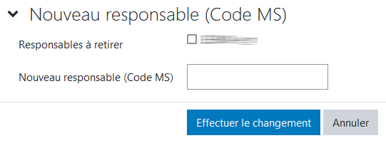 Changement de responsable de cours