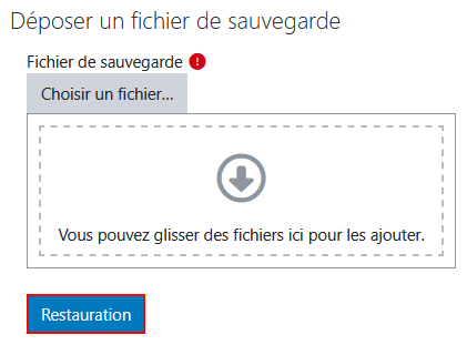 Déposer un fichier de sauvegarde