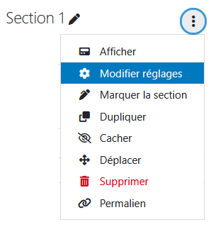 Modifier la section