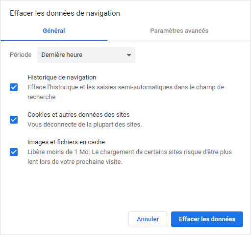 Chrome - Vider cache