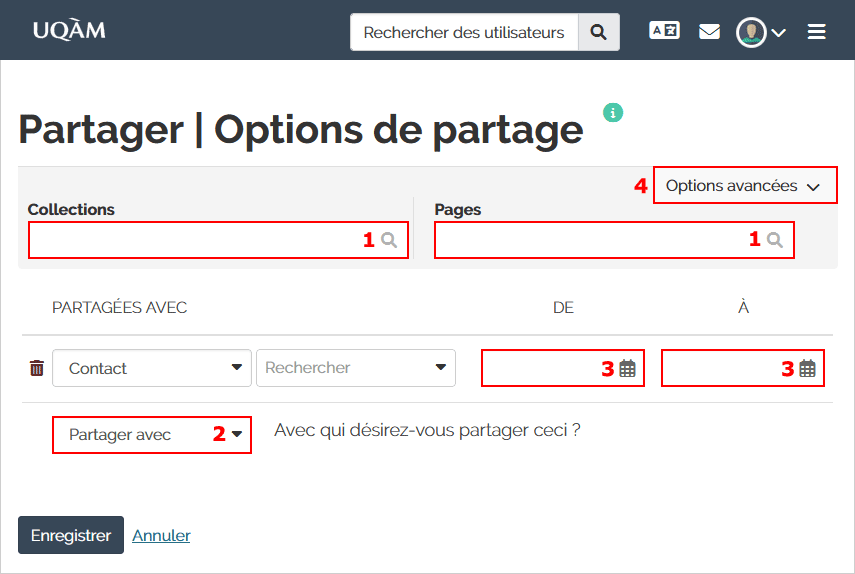 Options de partage