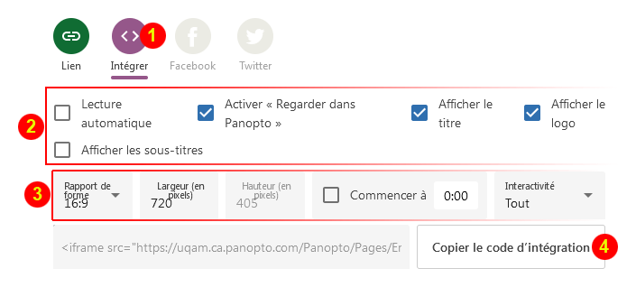 Panopto - Code d'intégration