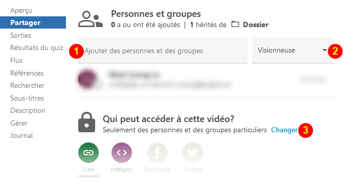 Documentation Panopto > Partager les vidéos > partager.gif Panopto - Partage