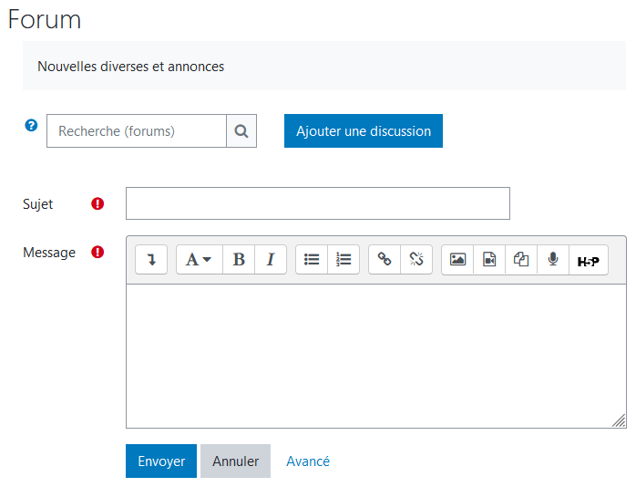 Envoyer un message dans un forum