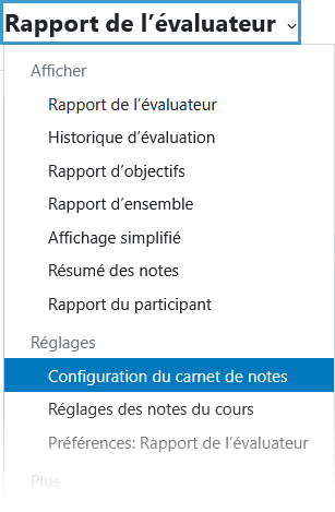 Configuration du carnet de notes